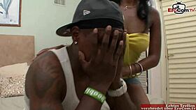 Ebony FFM 3Some with Two Skinny Black Sluts and a Massive BBC in Naughty Action