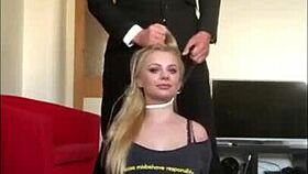 Petite European Alyssa Divine submits to hardcore bondage and doggystyle fucking with blowjob.