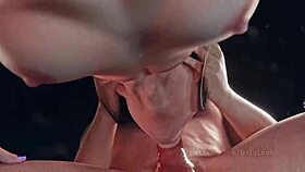 kitana does a deadly blowjob to bulging senpai