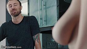 Busty step-sister lena paul rides cowgirl while spied on by bro!