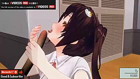 Uncensored Japanese hentai anime features detailed handjob and blowjob with ASMR, earphones recommended
