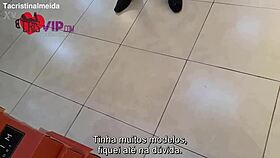 milf cristina almeida flashes hairy pussy to salesman in shoe store