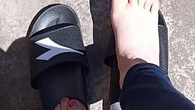 Feet Relaxing In The Sun Before A Pedicure.