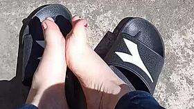 Feet Relaxing In The Sun Before A Pedicure.