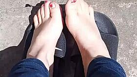Feet Relaxing In The Sun Before A Pedicure.