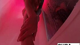 Skinny brunette Kendra Cole masturbates in the shower