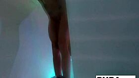 Skinny brunette Kendra Cole masturbates in the shower