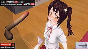 Uncensored Japanese hentai anime features detailed handjob and blowjob with ASMR, earphones recommended