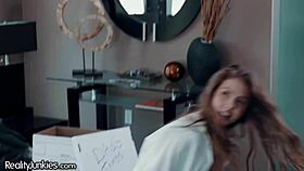 Busty step-sister lena paul rides cowgirl while spied on by bro!