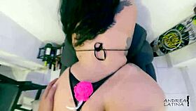 in this homemade video, a curvy big ass bbw girl gets fucked while wearing a thong, and he cums on her ass.