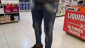 milf cristina almeida flashes hairy pussy to salesman in shoe store