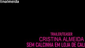 milf cristina almeida flashes hairy pussy to salesman in shoe store