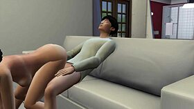 3d alien monster on the sofa