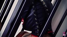 Naughty brunette escapes her tight cage to worship hot beauty 😍