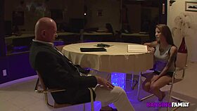 is the old businessman fucking his inked step-daughter in taboo banging?