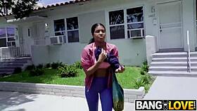 Maya Farrell, college girl, fucks hard for help in doggystyle