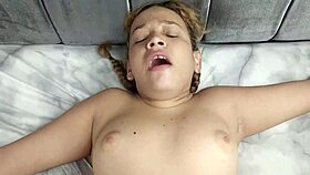 bony sucks big black cocks! her tight wet pussy gets pounded in homemade teen video.