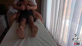The little latina teen was caught fucking the therapist during her massage session.