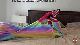 asian girl strips socks in cosplay fetish scene