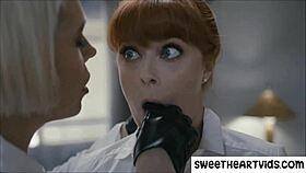 sadistic headmistress and school guard at work in office