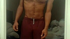 Skinny girl in stockings does workout with roommate.