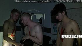 Frat Twinks Engage in Rough Initiation Orgy