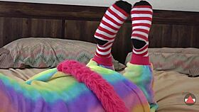 asian girl strips socks in cosplay fetish scene
