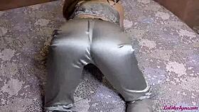 wife in glasses gives passionate blowjob to big cock, cum on face! 😍