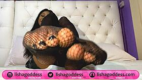 Goddess lisha humiliates foot slave in stockings and heels