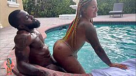 In this public interracial scene, the European babe squirts all over her neighbor's big black cock during intense orgasm.