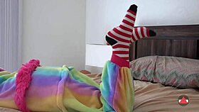 asian girl strips socks in cosplay fetish scene