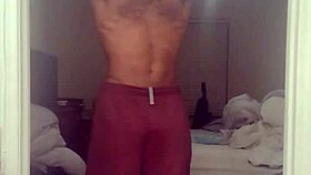 Skinny girl in stockings does workout with roommate.