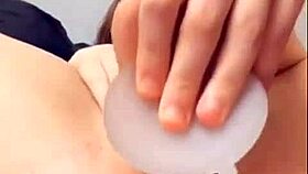 Intense riding of big dildo leads to creamy orgasm