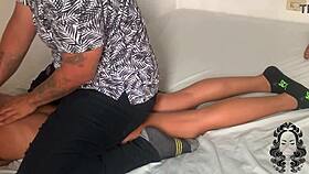 He dominated my stepsister with erotic massage on her natural tits