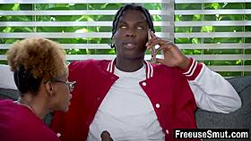 ebony stepsister freeuses her stepbro and his geeky teacher 😏