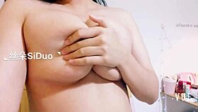 Webcam Chinese Teen Slut Masturbates with Crystal Rod, Showing 36D Tits and Creamy Hole