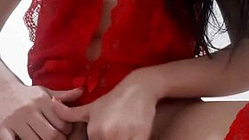 Teen in lingerie playing with her pussy