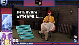 tmnt interviewing april o'neil in a cartoon setting
