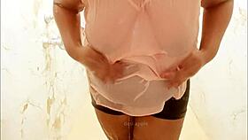 iranian milf bathing in the shower, sexy and alluring