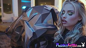 petite inked blondie anna claire clouds strips naked in sexy long boots.