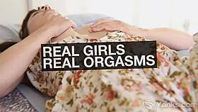 Busty Arabelle takes solo play to intense climax with wild moves.