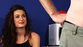 brunette mocks naked creep tugging