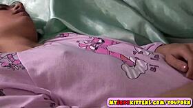 i watch this petite teen wake up in socks and start fucking passionately