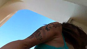 Italian star Priscilla Salerno meets a fan outdoors.