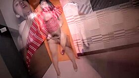 A nasty ladyboy gets milk enema with big toys.