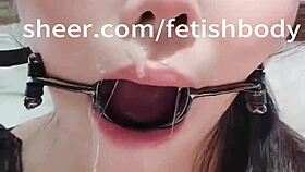 extreme deepthroat with saliva strings and tears