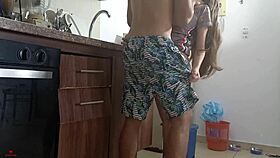 I give a big fuck to my stepsister in the kitchen