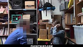 Shoplifter teen acting pregnant gets fucked by security guard.