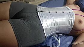 Slapping and fingering her wet bush for intense sounds