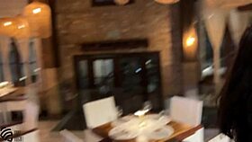 Yo, ever seen a daring blowjob right in a busy restaurant like this?